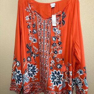 Orange Floral Women's Top